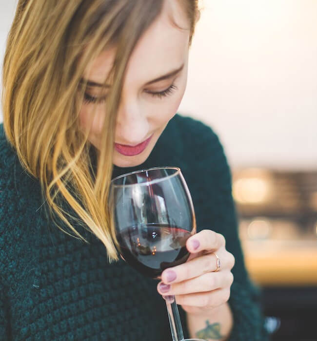 girl drinking wine