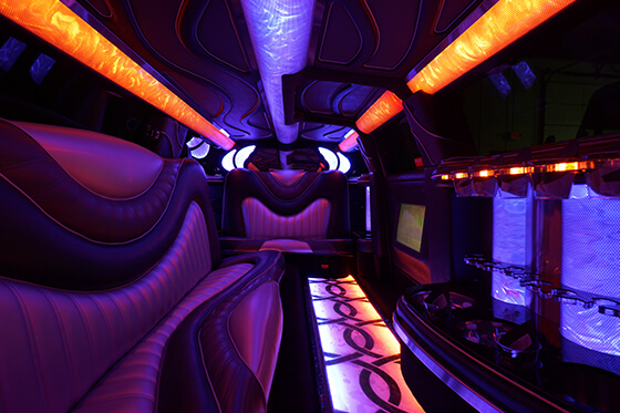 Limo rental with colorful roof